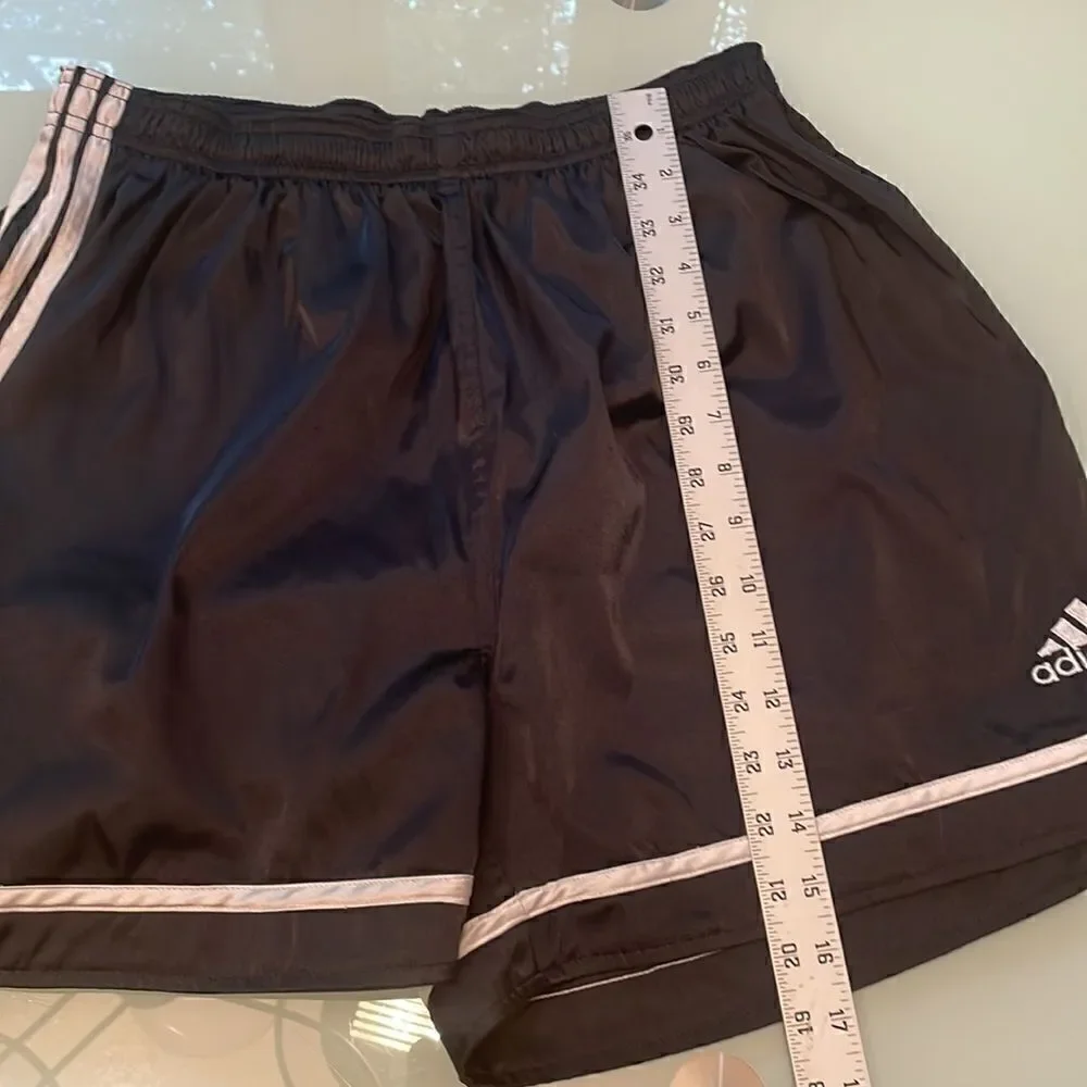 COPY - Adidas shorts large black white stripes no draw string climalite
